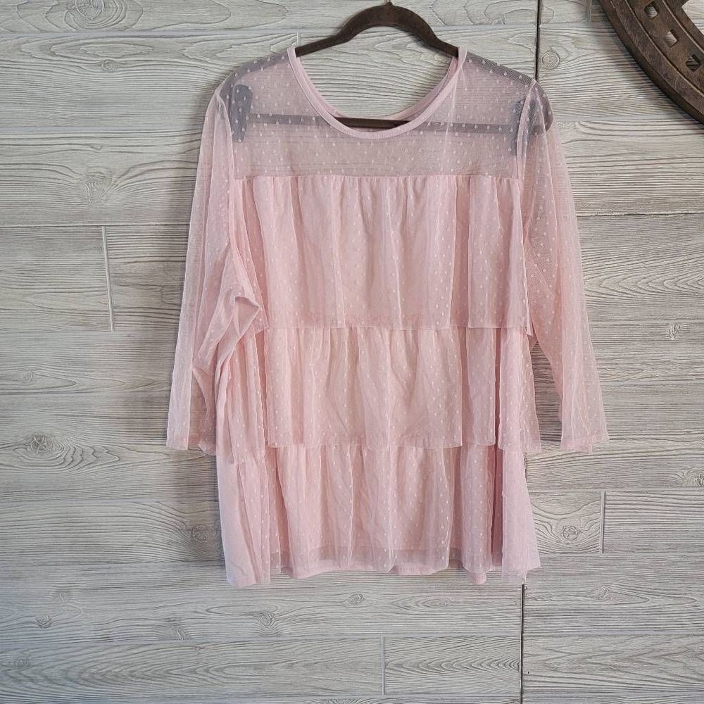 Lane Bryant Lace Ruffle Blouse Sz 22/24Top Valentines Plus Size